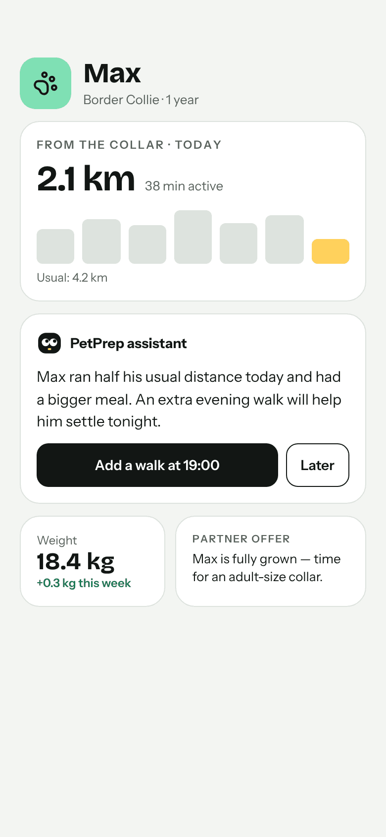 After adoption: the AI assistant turns collar data into one clear suggestion.